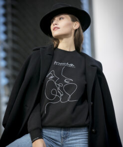 juodas džemperis laisvai kalbu prancūziškai, ne bobų reikalai, vyrams, moterims, apranga, lietuviska preke, ideja dovanai